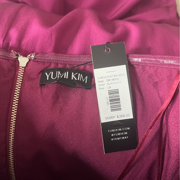 Yumi Kim Glamour Night Midi Strapless Dress in Burgundy Size Large - Picture 6 of 8